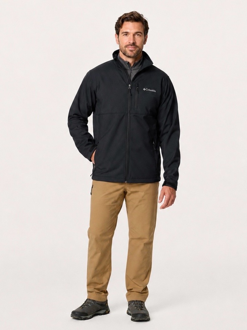 Columbia Softshell Fleece Lined Utility Jacket Outdoor Performance Black New XL